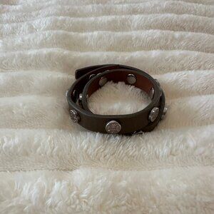 Brown Leather Wrap Bracelet with Silver Accents